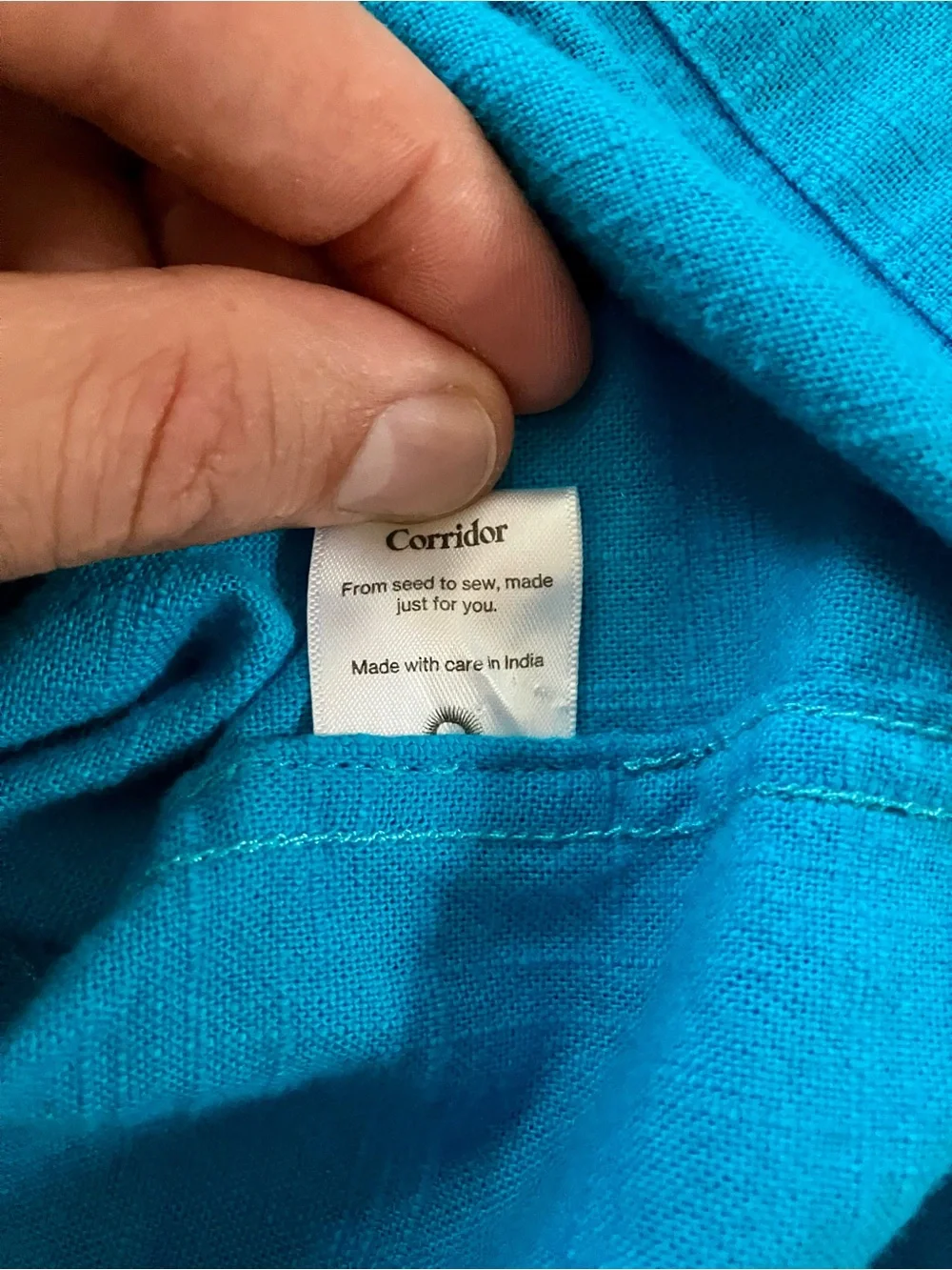 Corridor Four Pocket Short Sleeve Blue Slub Shirt Large